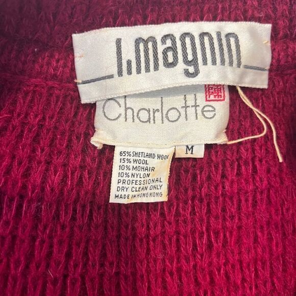 RARE Vintage I.Magnin Charlotte Sweater Coat Red Sz.M - Picture 8 of 8